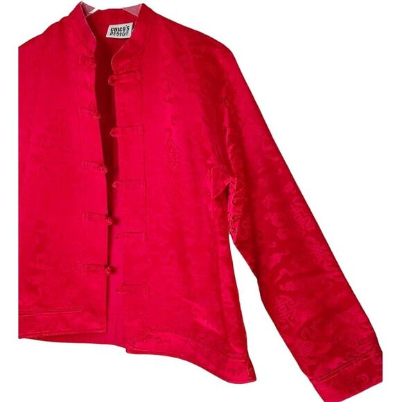 Chico's Design Vintage Chinese Japanese Harajuku Red Brocade Silk Jacket - Picture 10 of 14